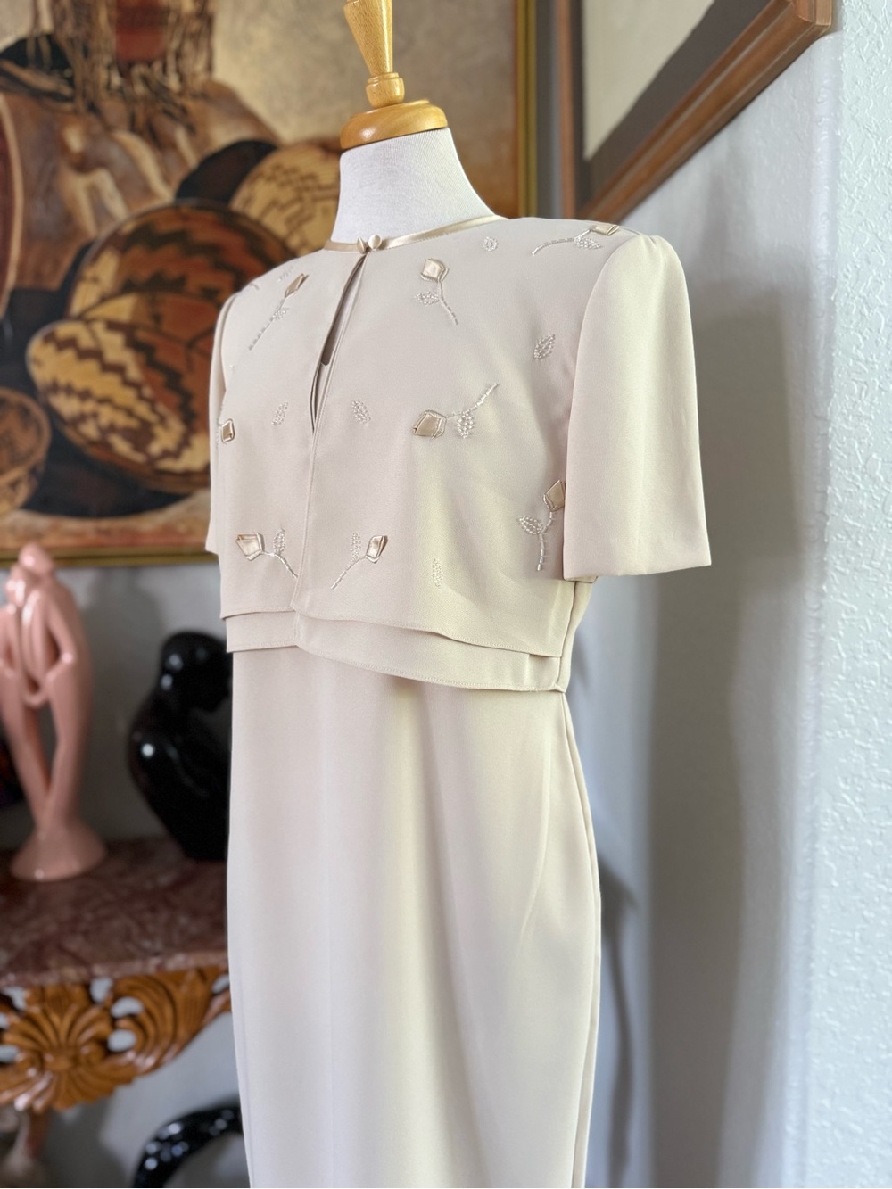 karin stevens Cream Embellished Maxi Dress